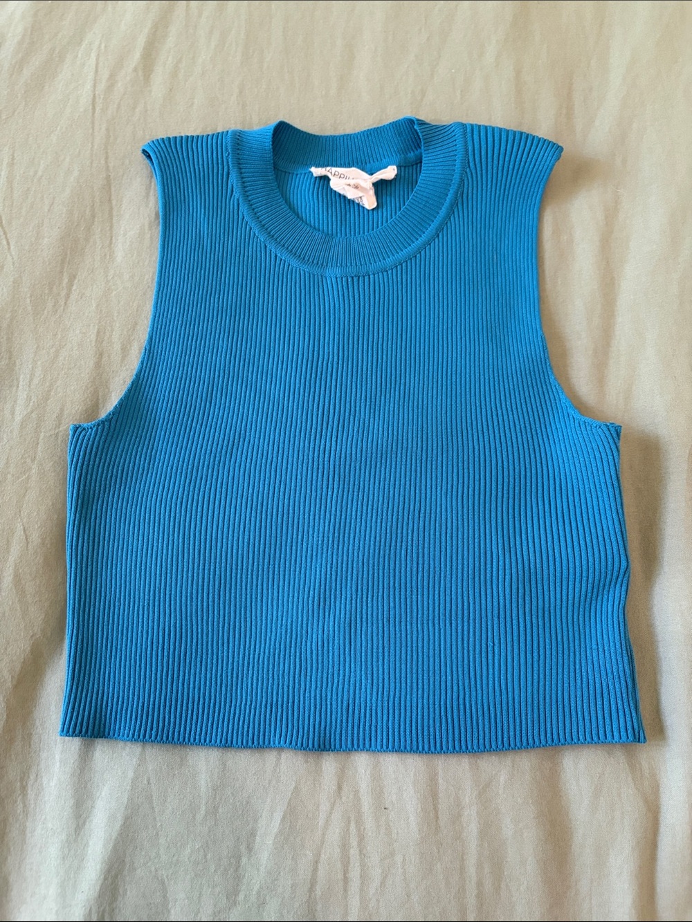 Sleeveless Ribbed Crop Top in Bright Blue